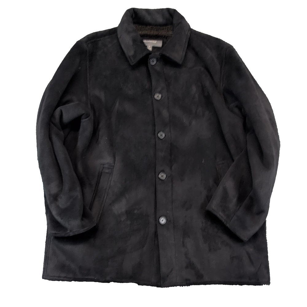 Perry Ellis Portfolio Men's Black Button Front Lined Mid-Length Overcoat XL